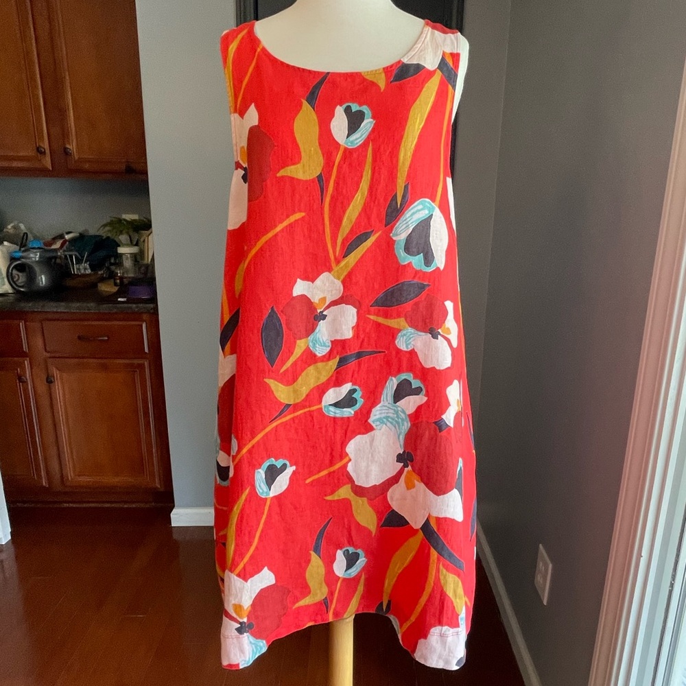 Sigrid Olsen Linen Floral Sleeveless Dress